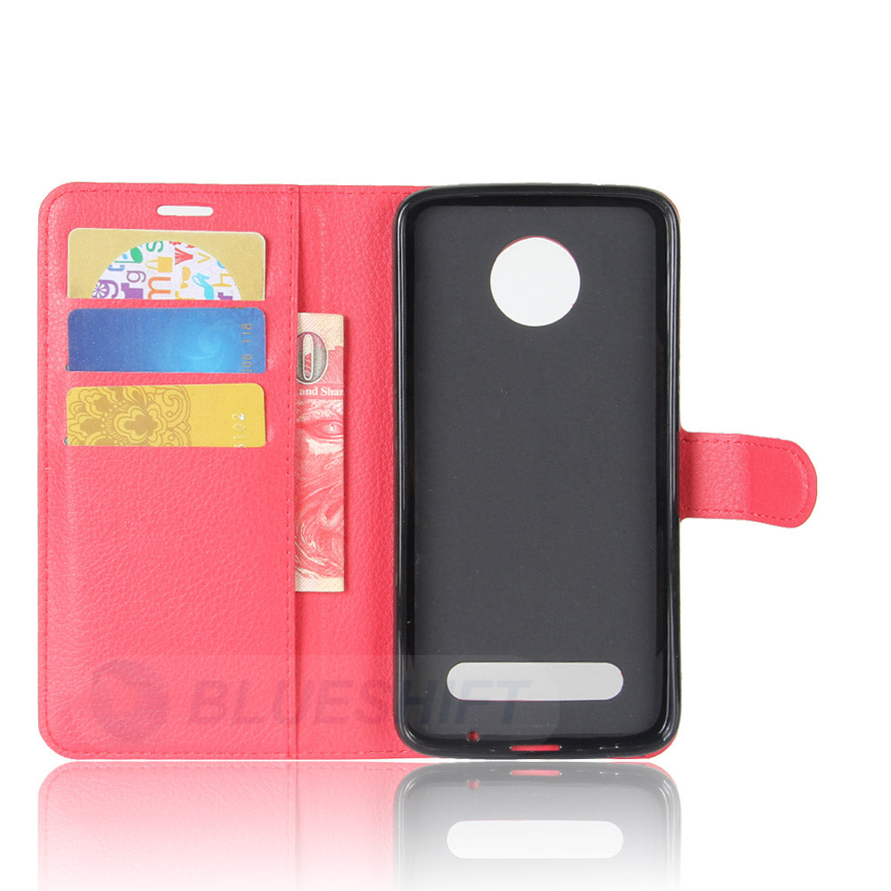 Moto Z2 Play Pu Wallet Case [Red]