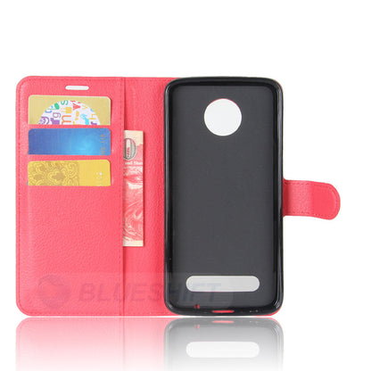 Moto Z2 Play Pu Wallet Case [Red]