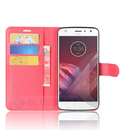 Moto Z2 Play Pu Wallet Case [Red]