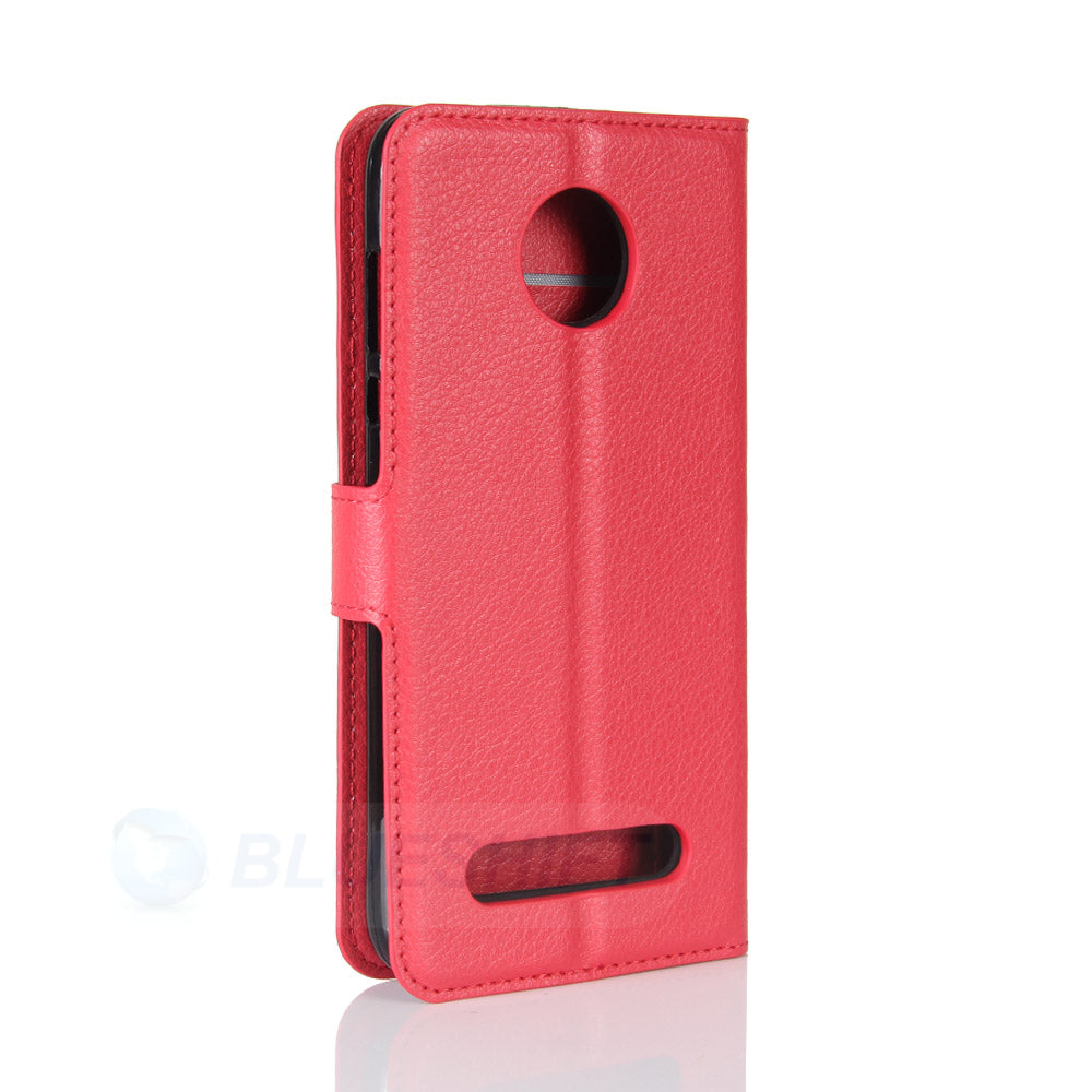 Moto Z2 Play Pu Wallet Case [Red]