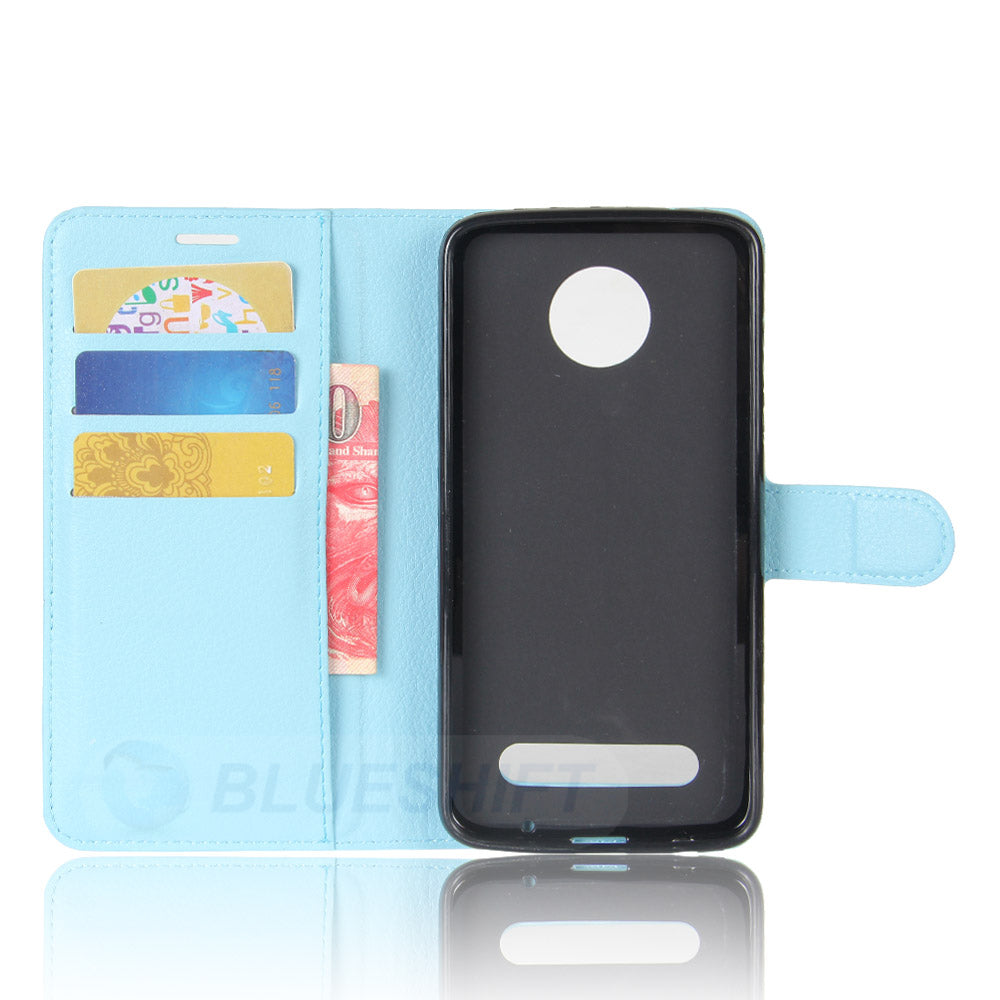 Moto Z2 Play Pu Wallet Case [Lightblue]