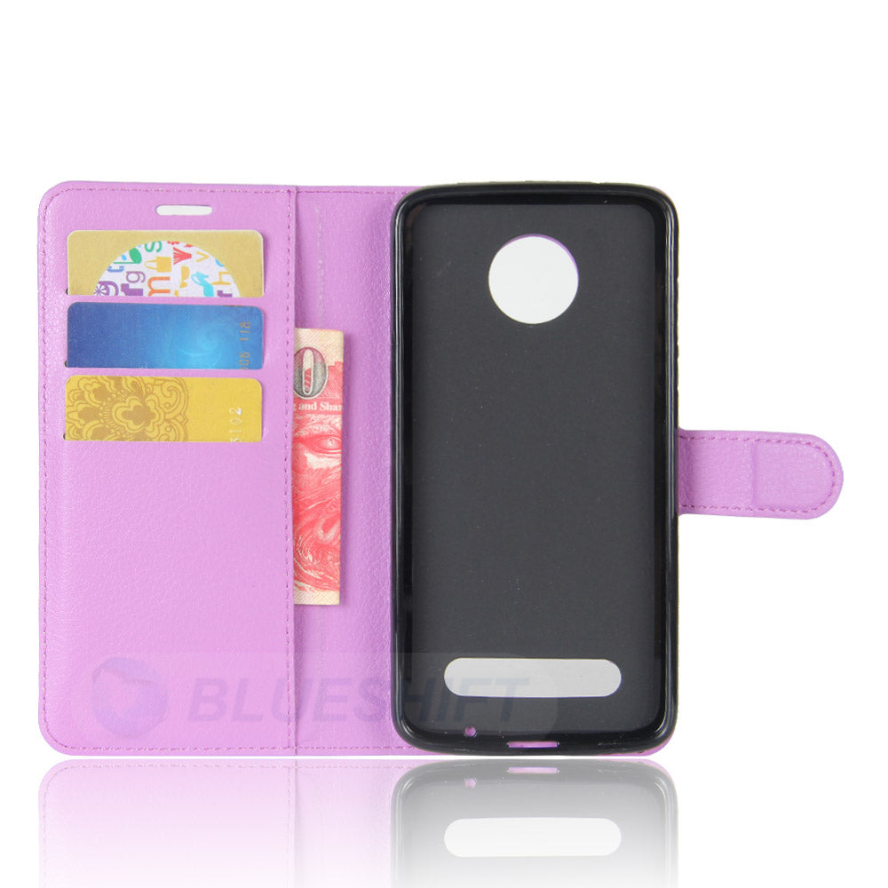 Moto Z2 Play Pu Wallet Case [Purple]