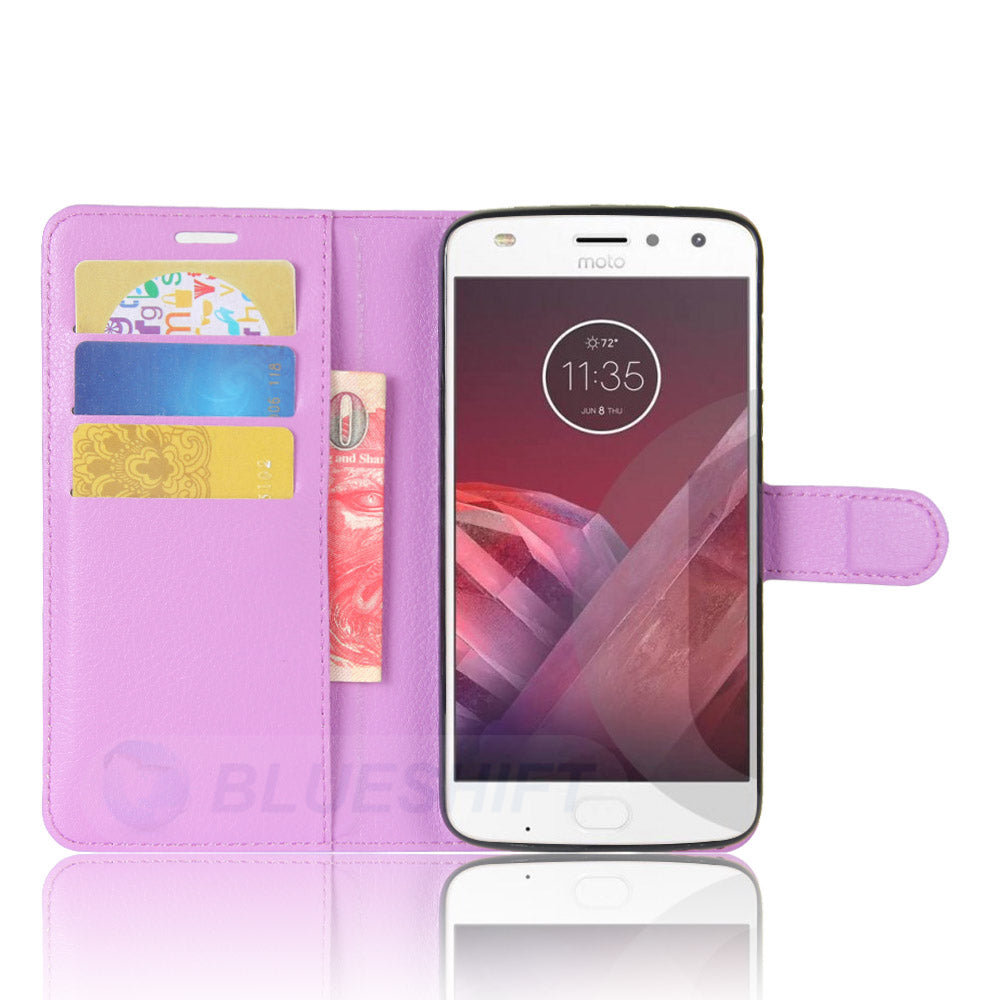 Moto Z2 Play Pu Wallet Case [Purple]
