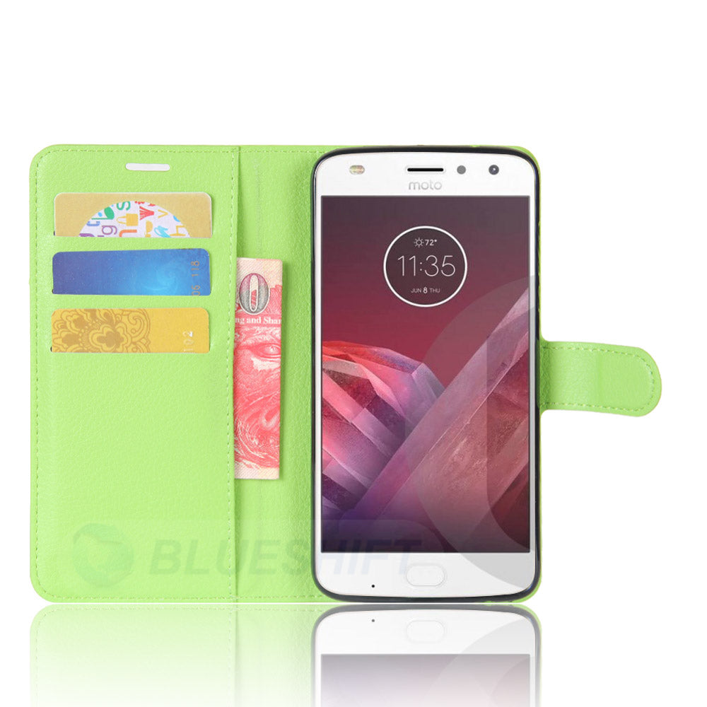 Moto Z2 Play Pu Wallet Case [Green]