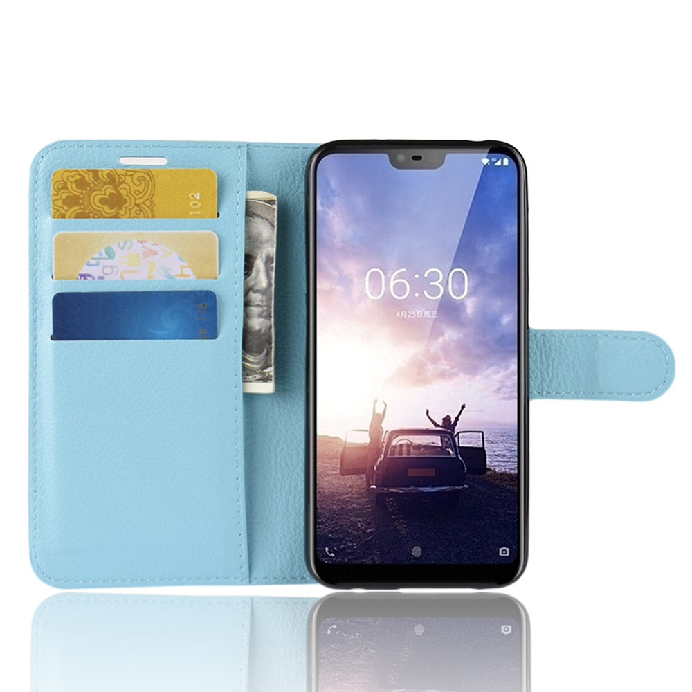 Nokia 6.1 Plus (X6) Pu Wallet Case [Lightblue]
