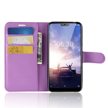 Nokia 6.1 Plus (X6) Pu Wallet Case [Purple]