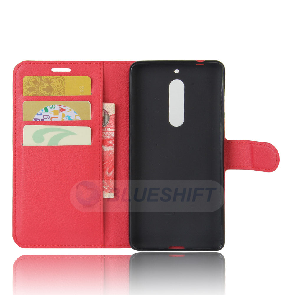 Nokia 5 Pu Wallet Case [Red]