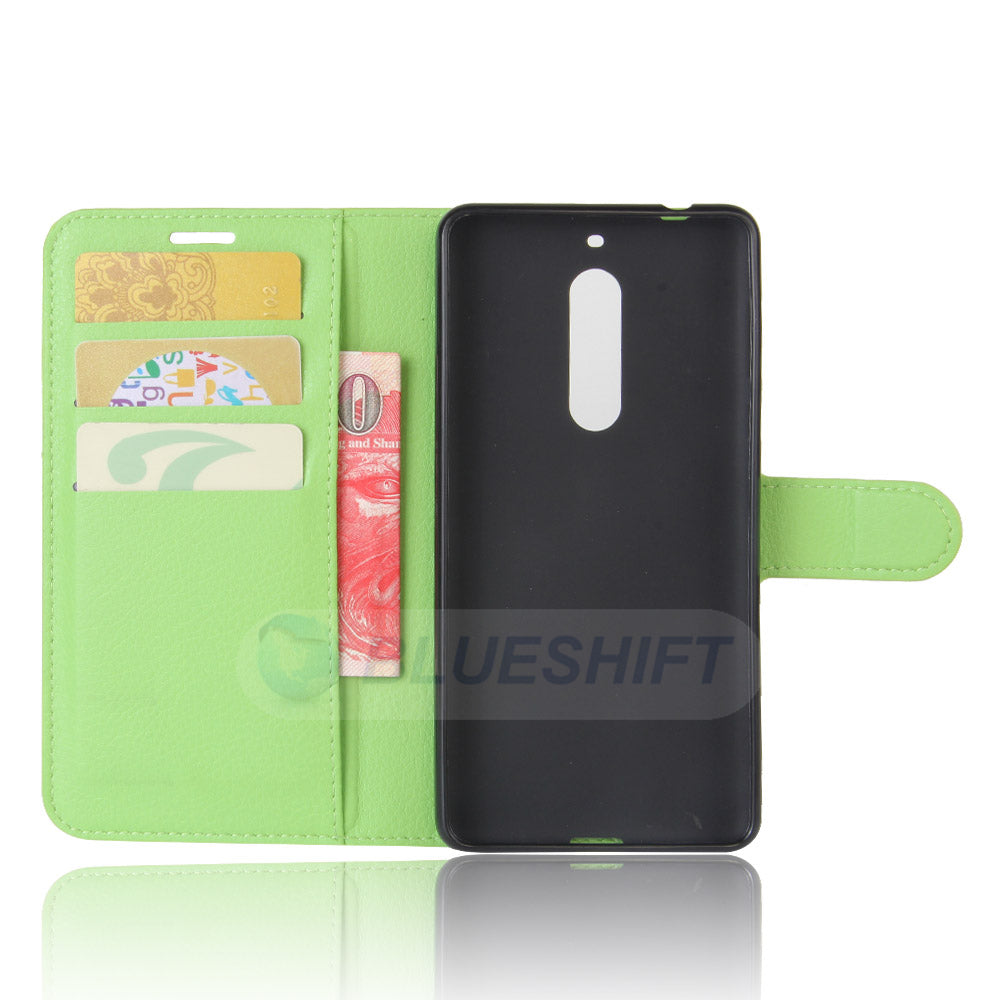 Nokia 5 Pu Wallet Case [Green]