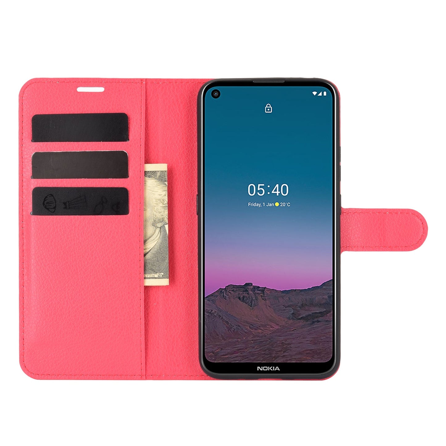 Nokia 5.4 Pu Wallet Case [Red]