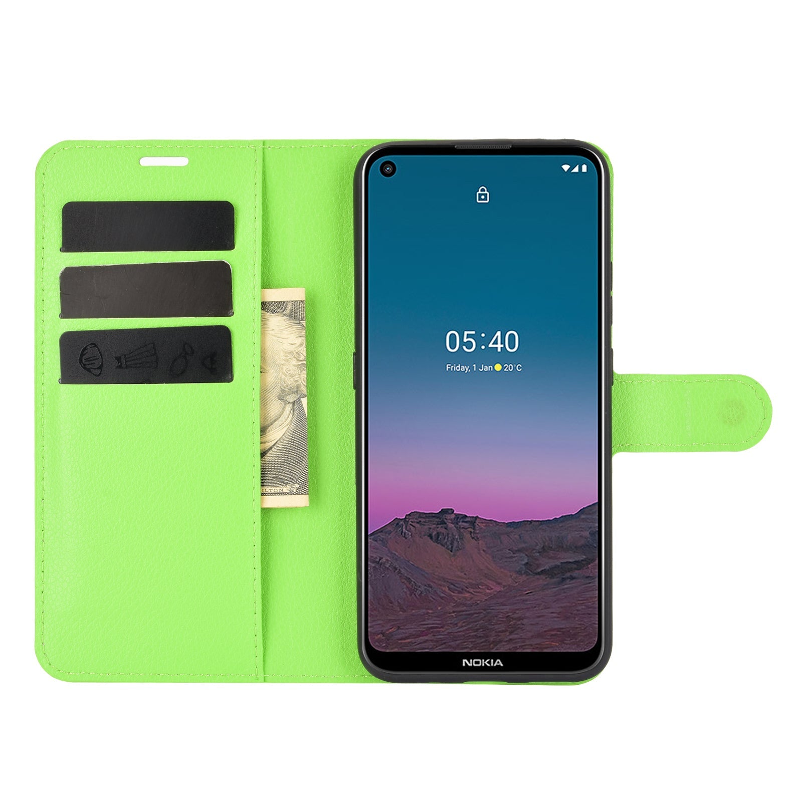 Nokia 5.4 Pu Wallet Case [Green]