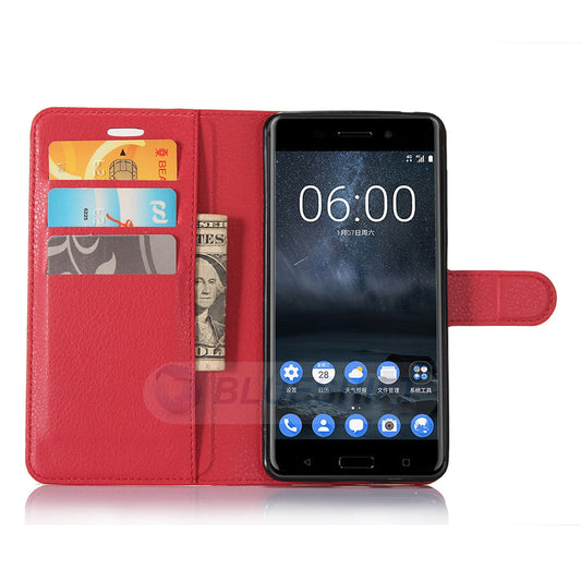 Nokia 6 Pu Wallet Case [Red]