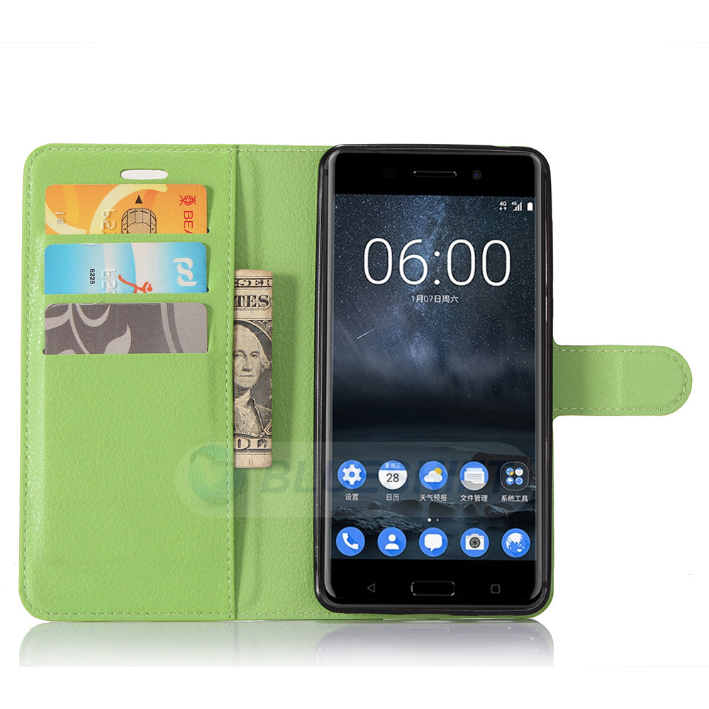 Nokia 6 Pu Wallet Case [Green]