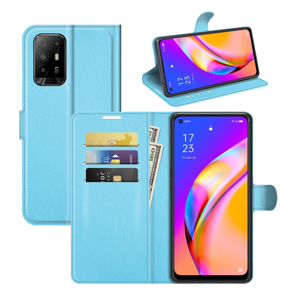 Oppo A94 5g Pu Wallet Case [Lightblue]