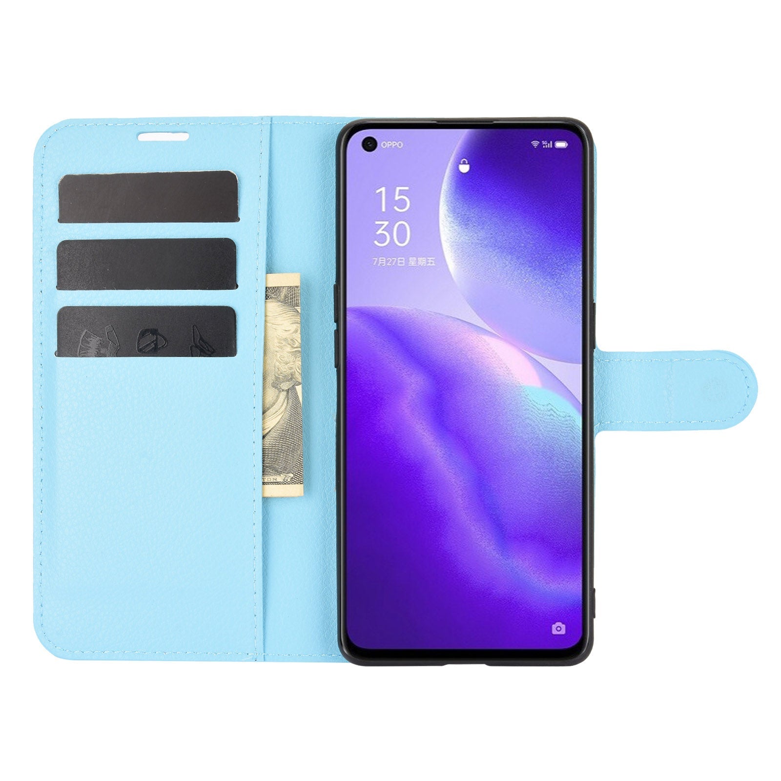 Oppo Find X3 Lite Pu Wallet Case [Lightblue]