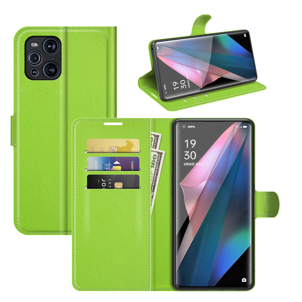 Oppo Find X3 Pro Pu Wallet Case [Green]