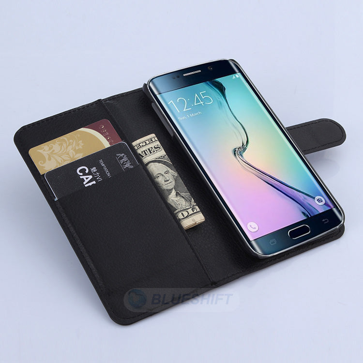 Galaxy S6 Edge Pu Wallet Case [Black]
