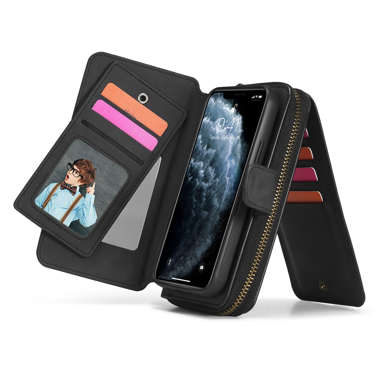 Apple iPhone 12/12 Pro Deluxe Zipper Case Black