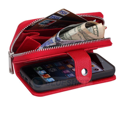 Apple iPhone 5/5S/SE(1st Gen) Zipper Wallet Case Red