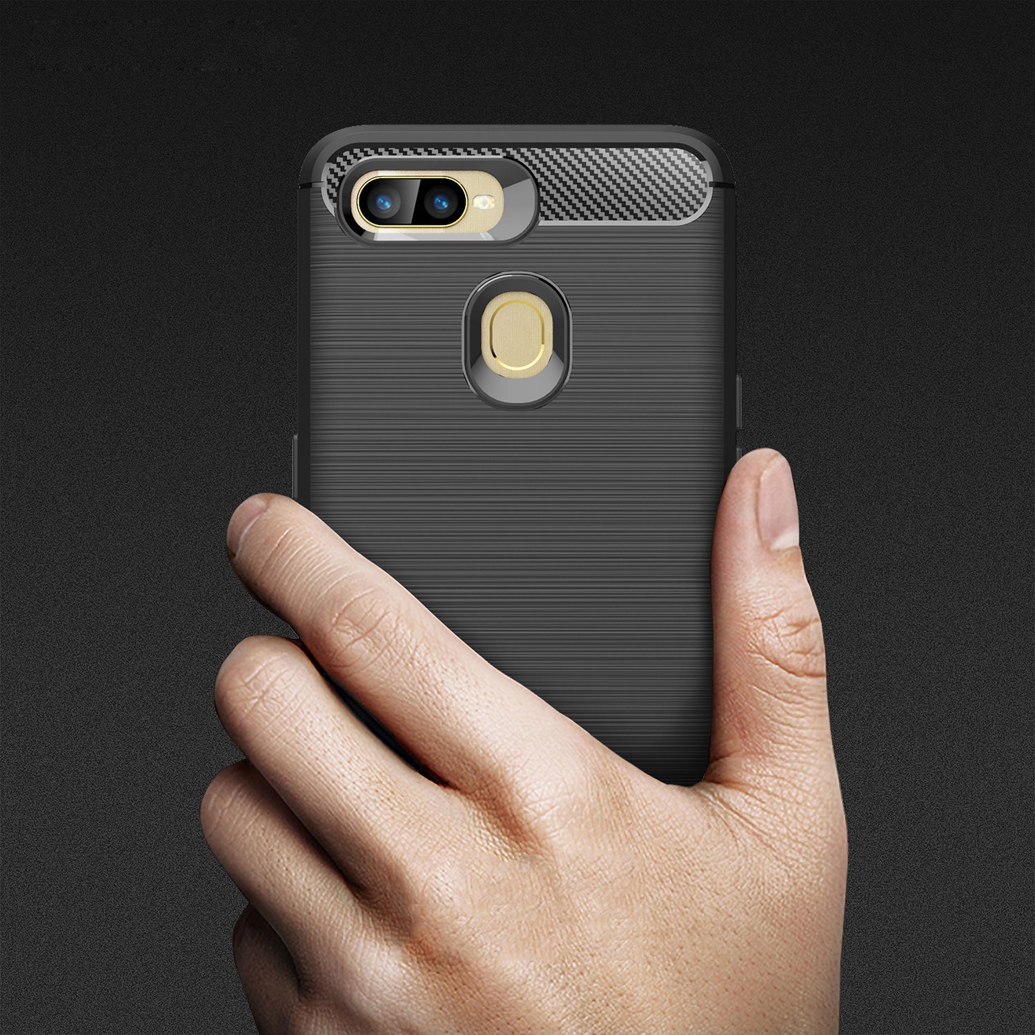 OPPO AX5s Carbon Fibre Case Black
