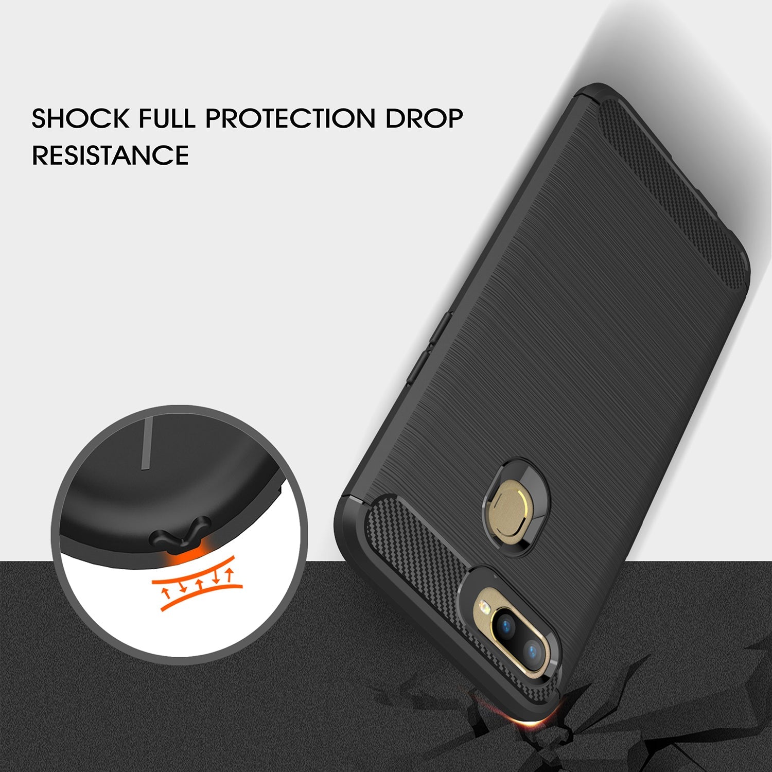 OPPO AX5s Carbon Fibre Case Black