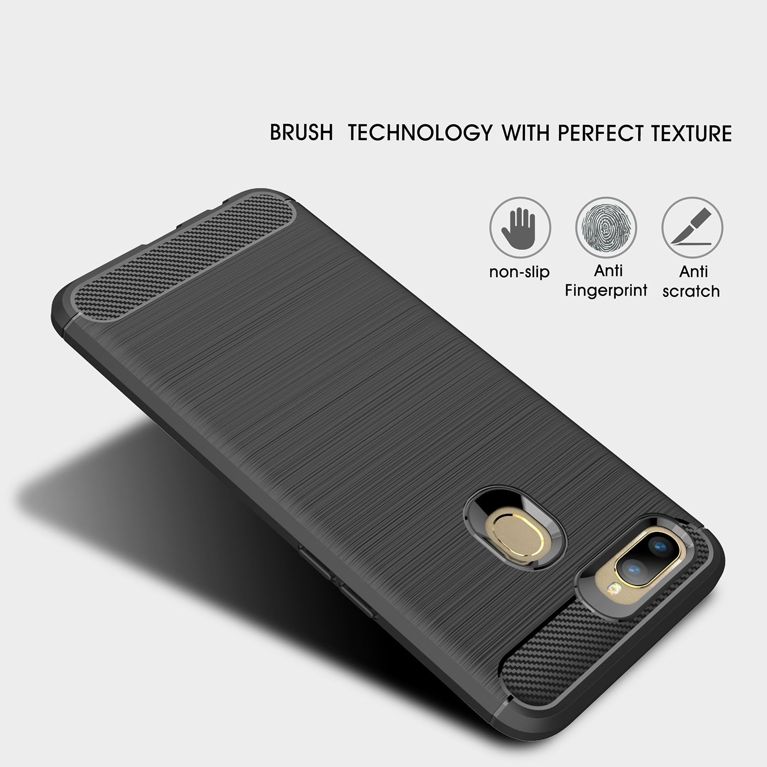 OPPO AX5s Carbon Fibre Case Black