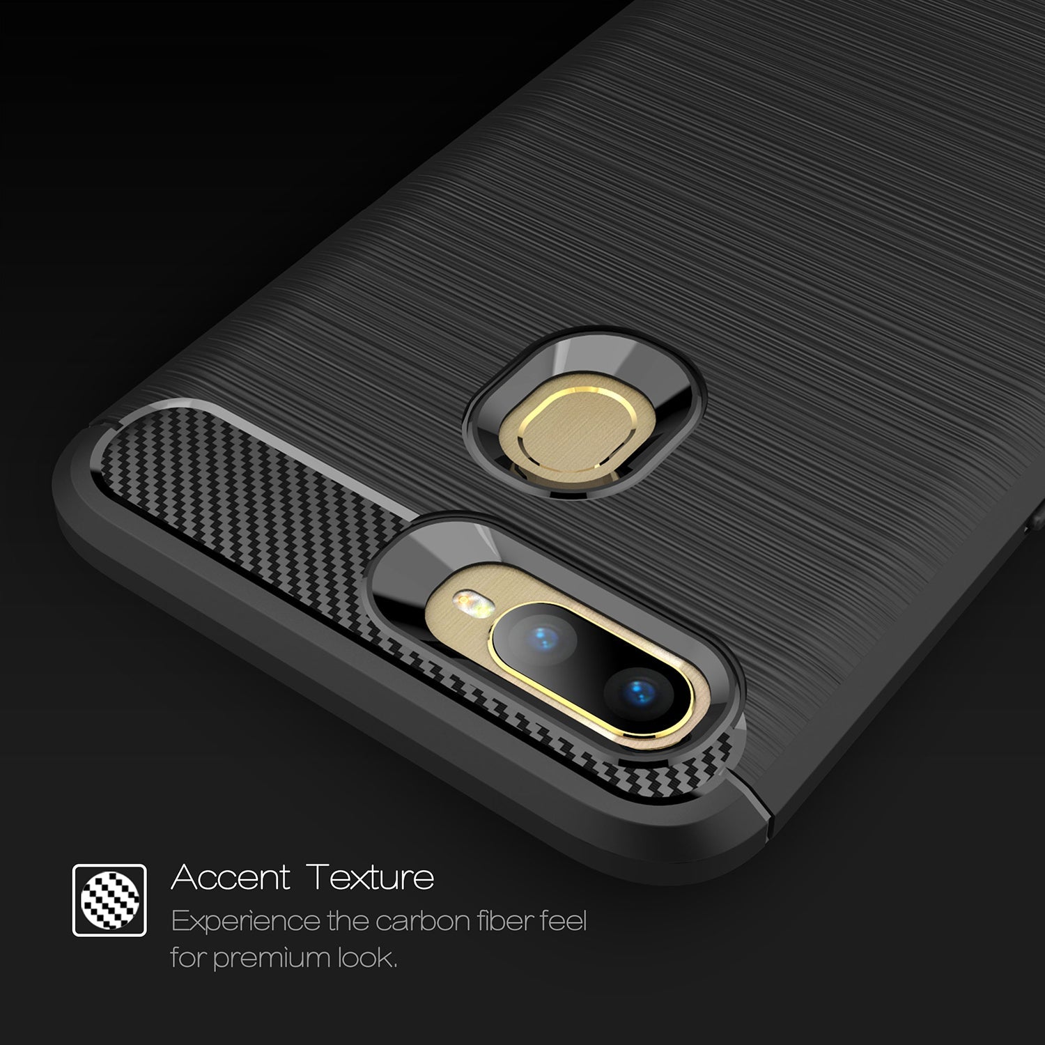 OPPO AX5s Carbon Fibre Case Black