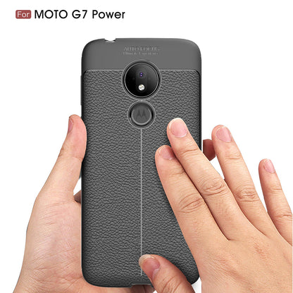 Moto G7 Power Leather Texture Case Black