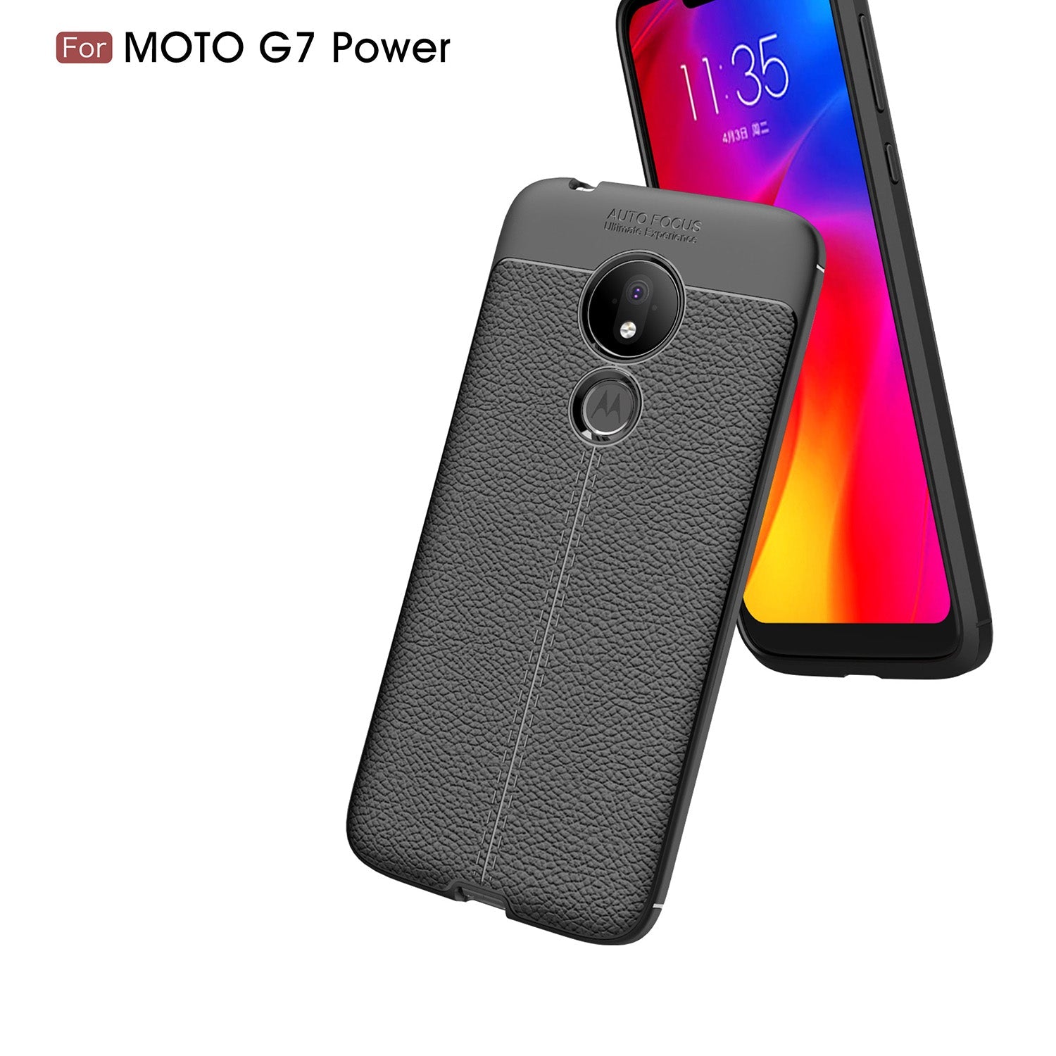 Moto G7 Power Leather Texture Case Black