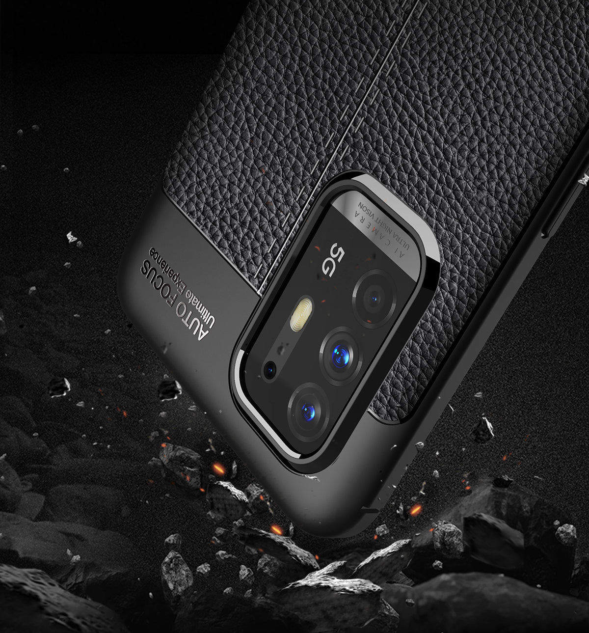 OPPO A94 5G Leather Texture Case Black