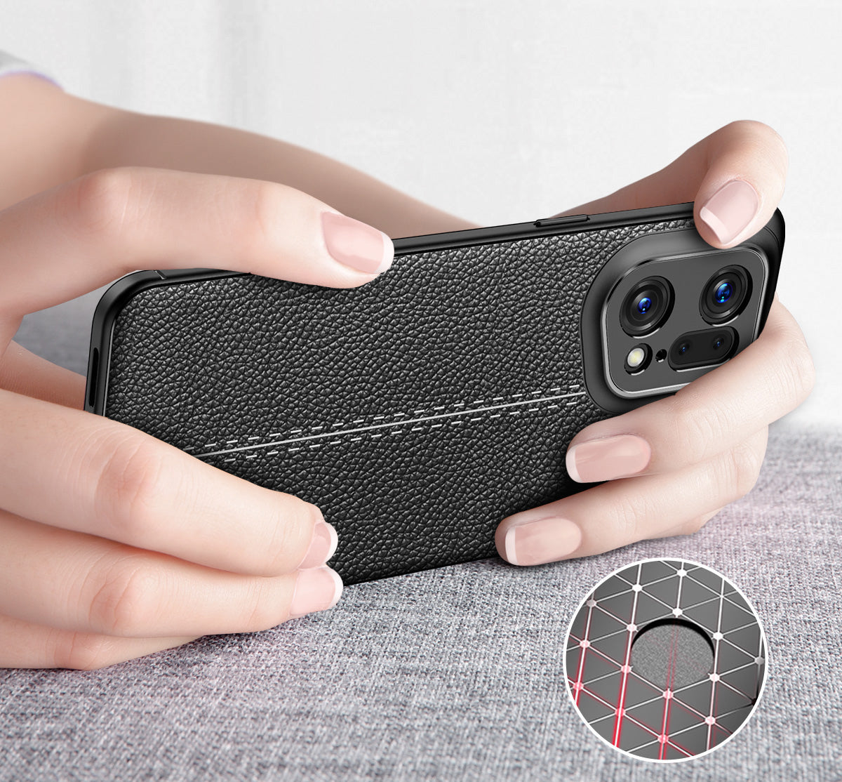 OPPO Find X5 Pro Leather Texture Case Navy