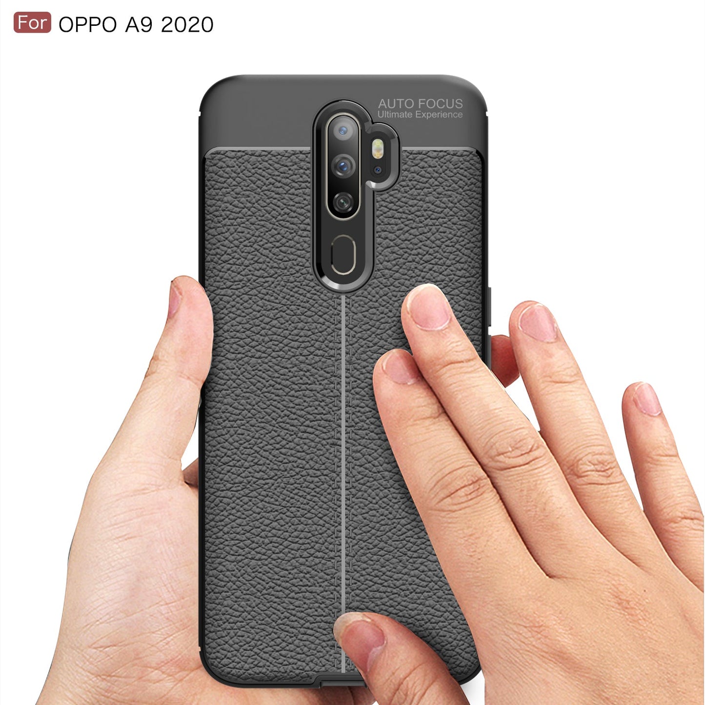 OPPO A5 2020/A9 2020 Leather Texture Case Black