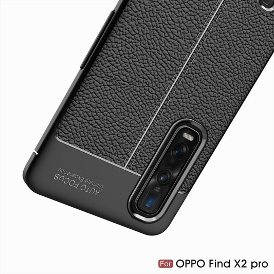 OPPO Find X2 Pro Leather Texture TPU Case Navy