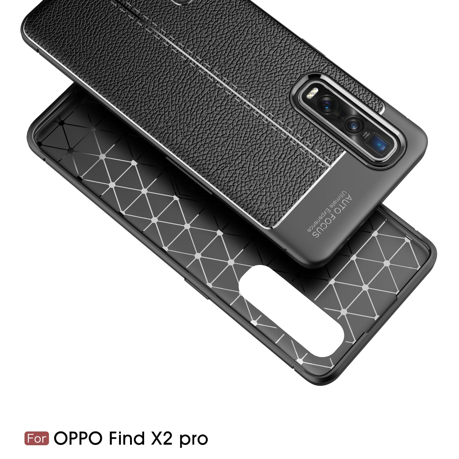 OPPO Find X2 Pro Leather Texture TPU Case Black