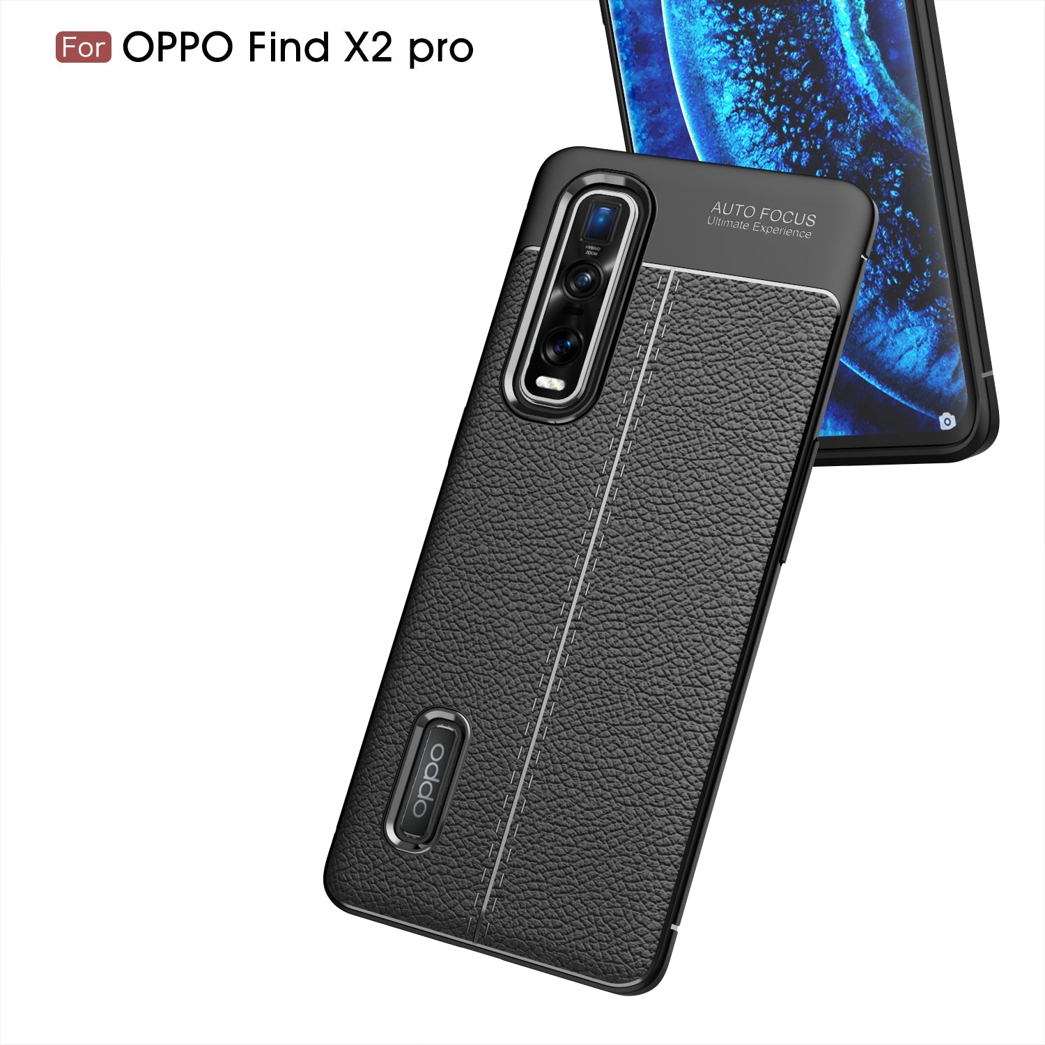 OPPO Find X2 Pro Leather Texture TPU Case Black