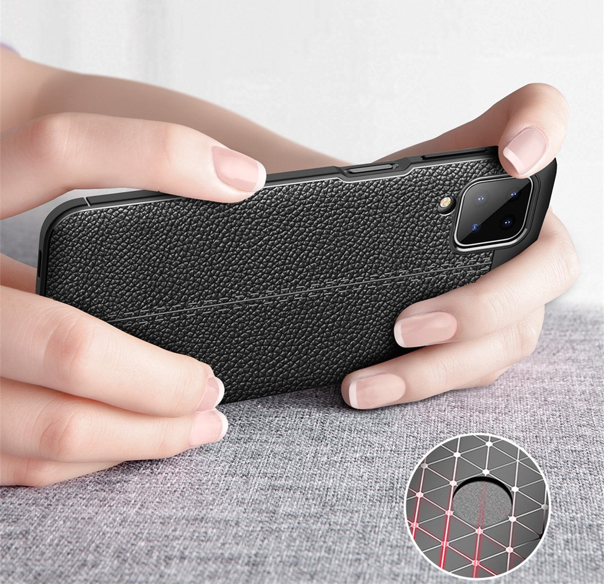 Samsung Galaxy A12 Leather Texture Case Red