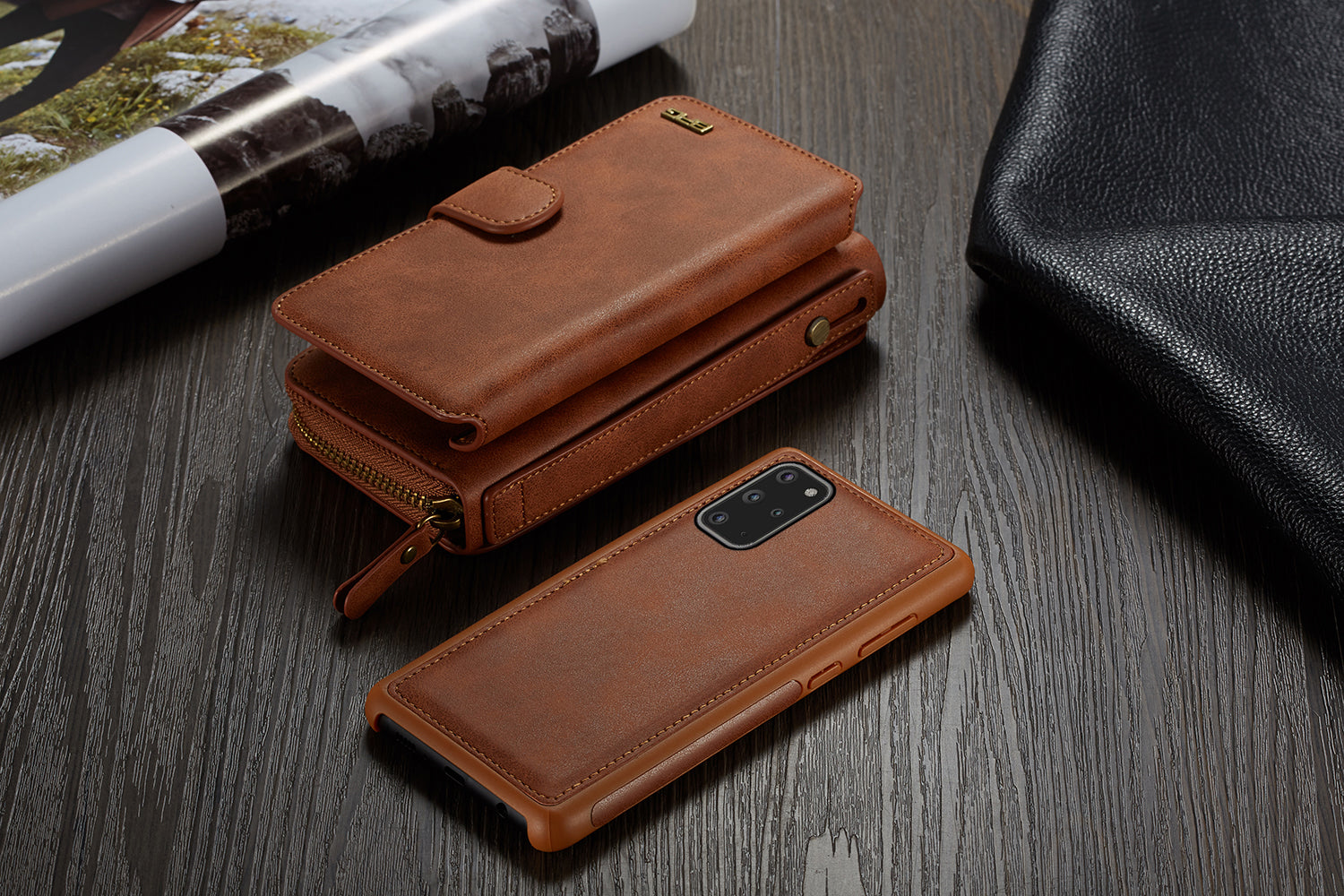 Samsung Galaxy S20 Deluxe Zipper Case Brown