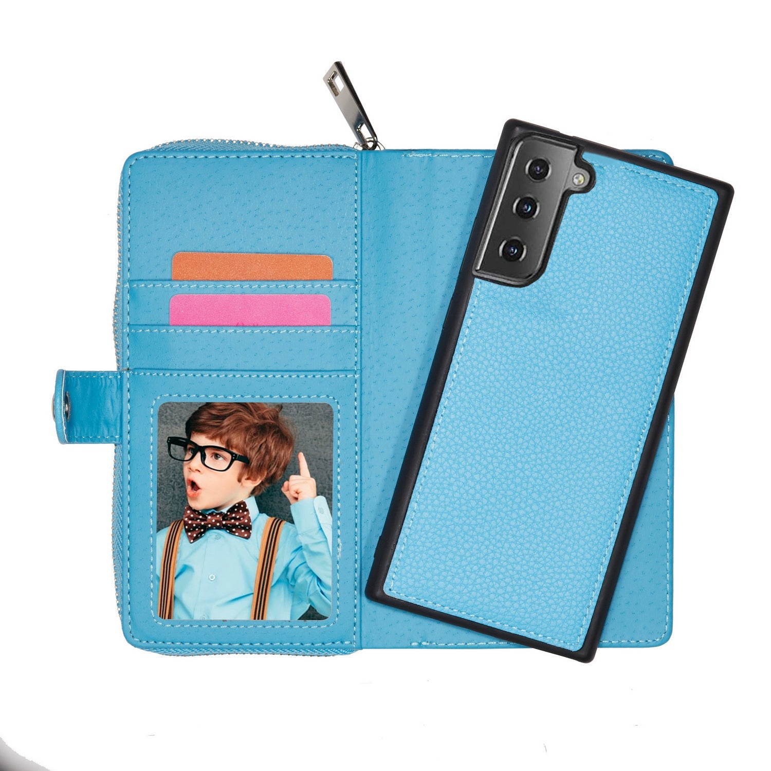 Samsung Galaxy S21 Plus Zipper Wallet Case LightBlue