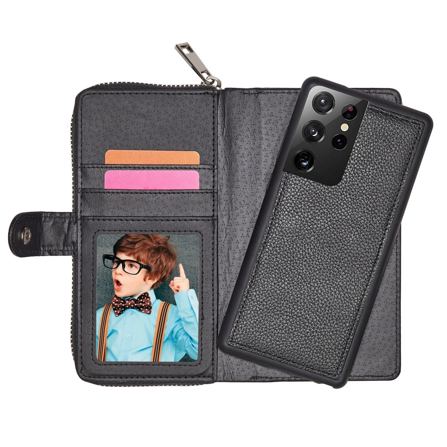 Samsung Galaxy S21 Ultra Zipper Wallet Case Black