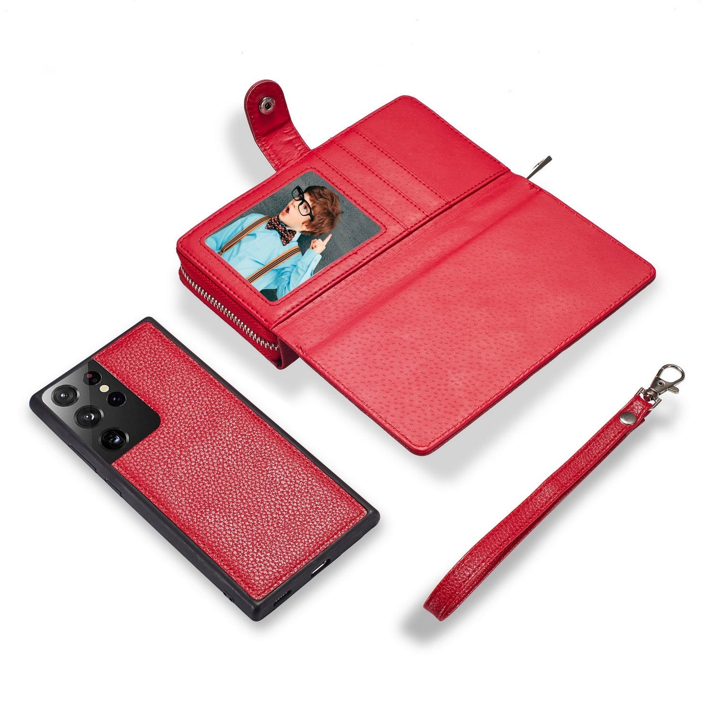 Samsung Galaxy S21 Ultra Zipper Wallet Case Red