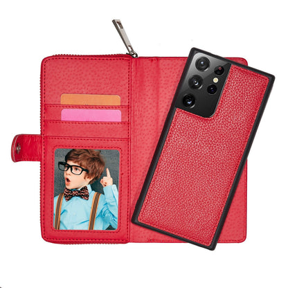 Samsung Galaxy S21 Ultra Zipper Wallet Case Red