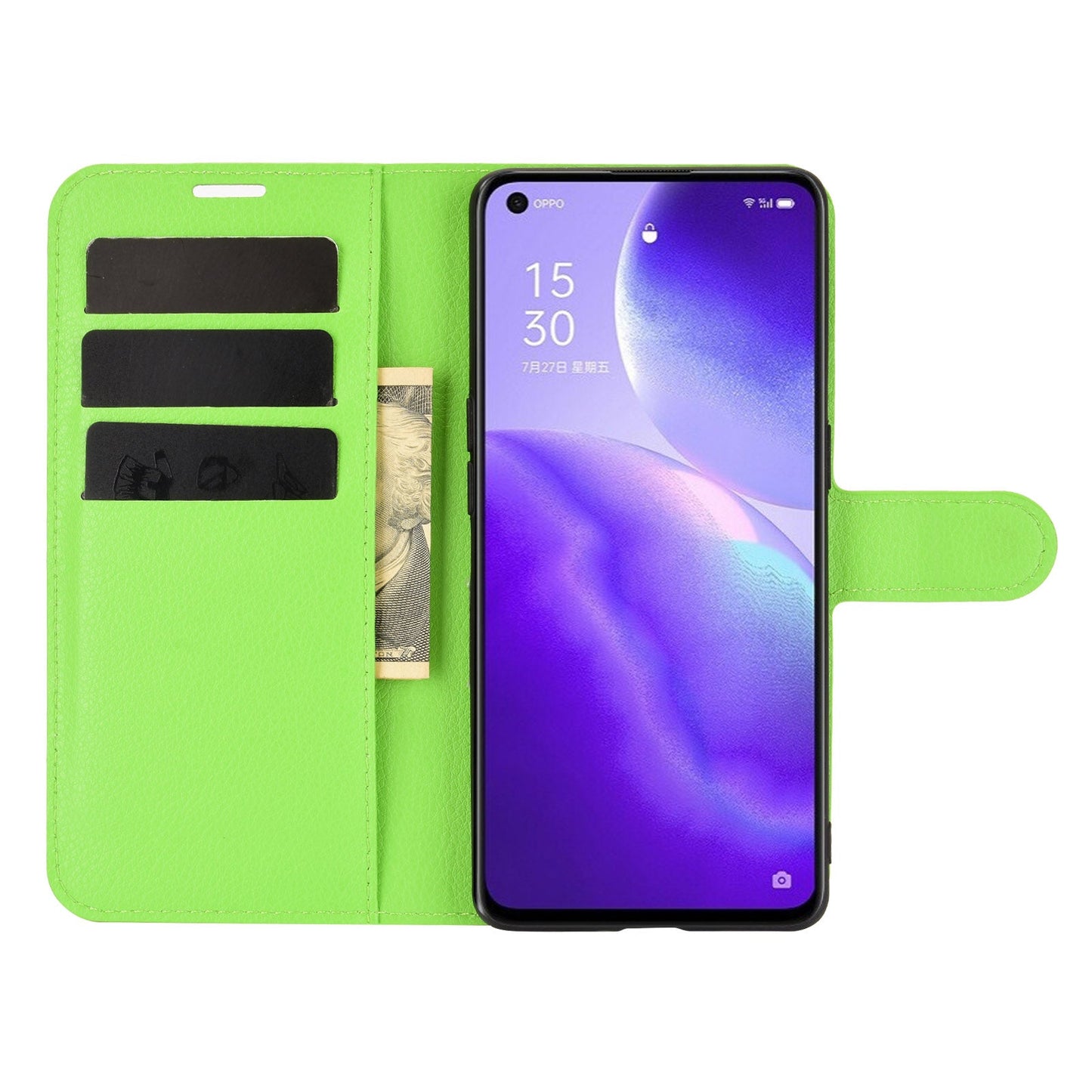 Oppo Find X3 Lite Pu Wallet Case [Green]