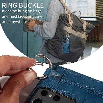 Samsung Galaxy S23 Ultra Hand Strap PU Card Case Navy