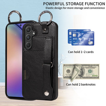 Samsung Galaxy A55 5G Hand Strap PU Card Case Black