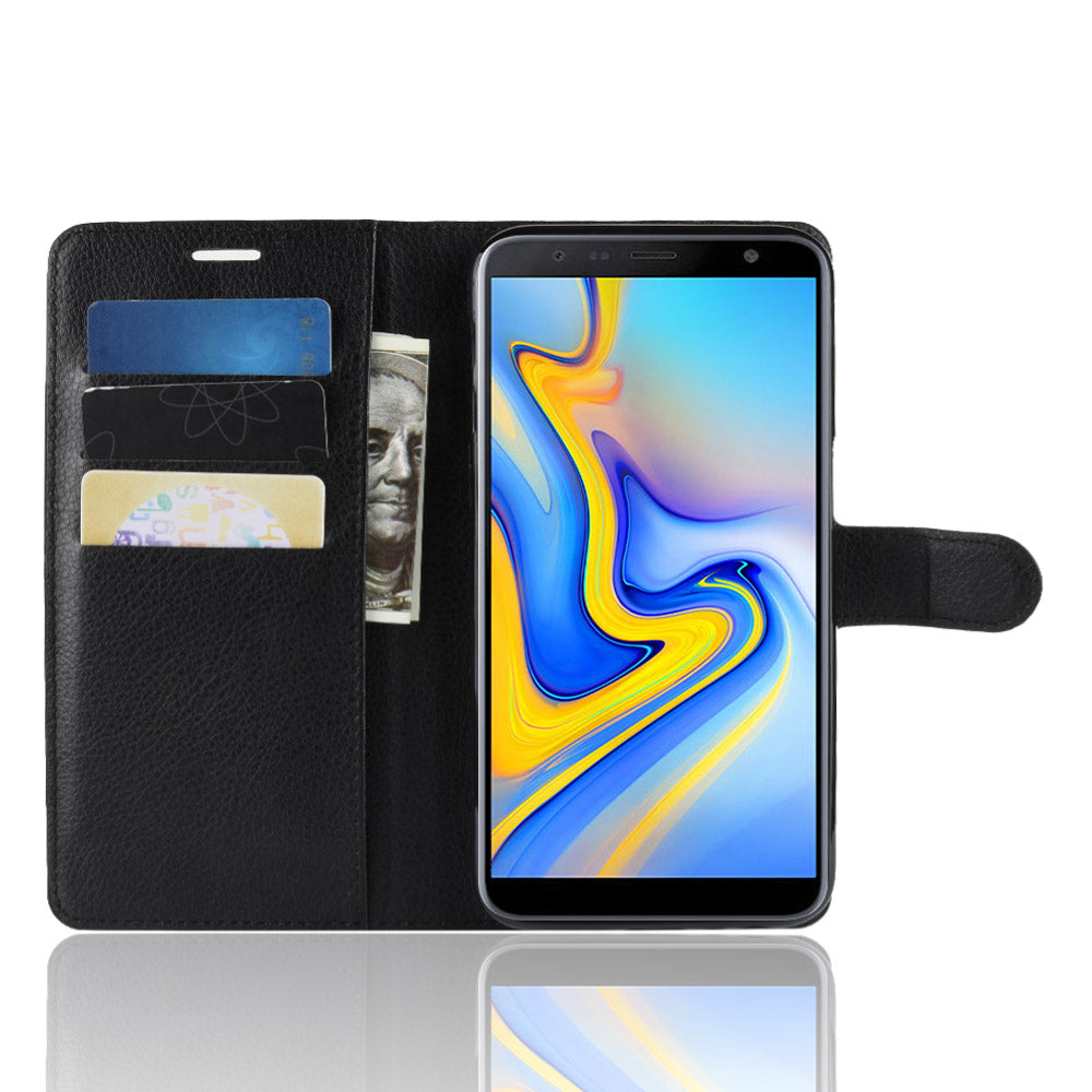 Galaxy J6Plus/J6+ Pu Wallet Case [Black]