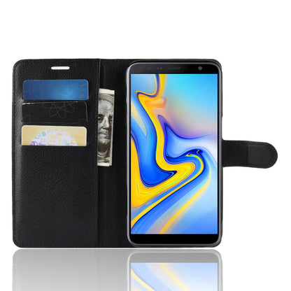 Galaxy J6Plus/J6+ Pu Wallet Case [Black]