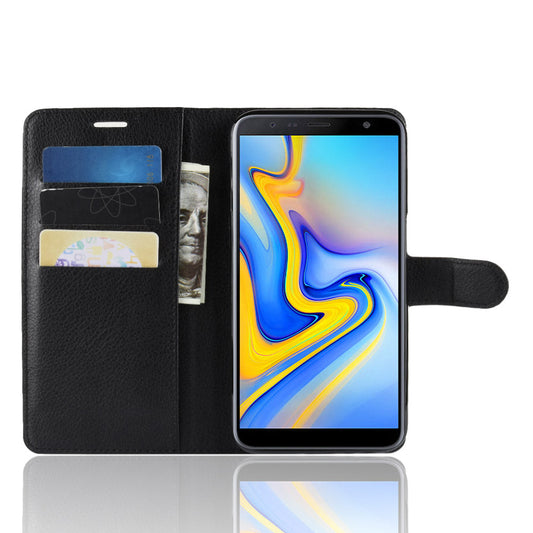 Galaxy J6Plus/J6+ Pu Wallet Case [Black]