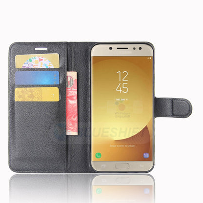 Galaxy J7 Pro/J7 2017 Pu Wallet Case [Black]