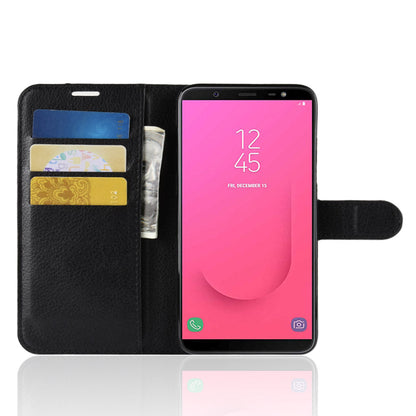 Galaxy J8 2018 Pu Wallet Case [Black]