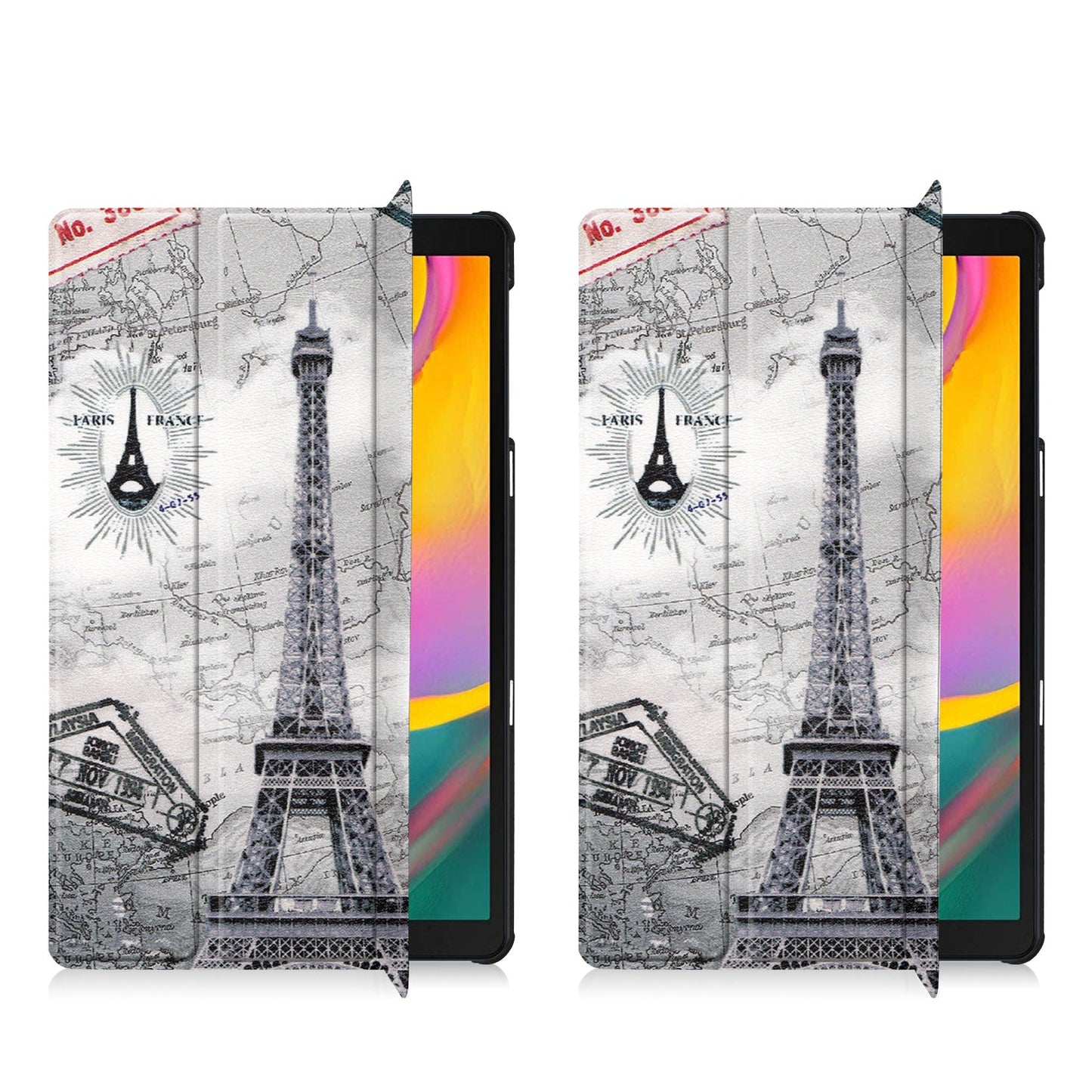 Galaxy Tab A 10.1 (2019) T510 Designer Tri-Fold Case [Eiffeltower]