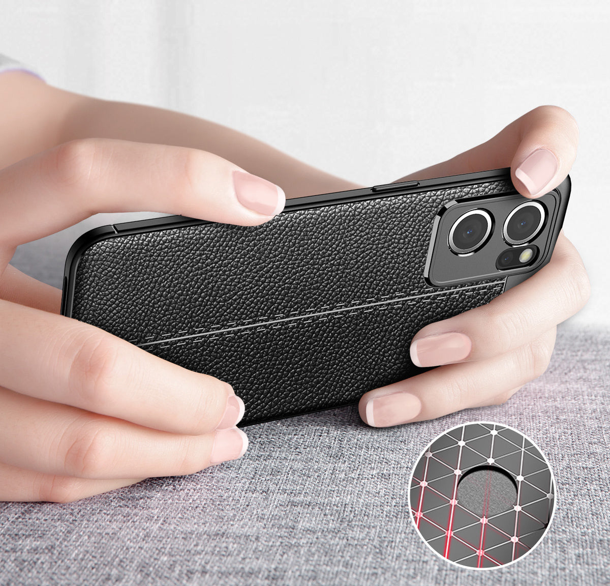 OPPO Find X5 Lite 5G Leather Texture Case Navy